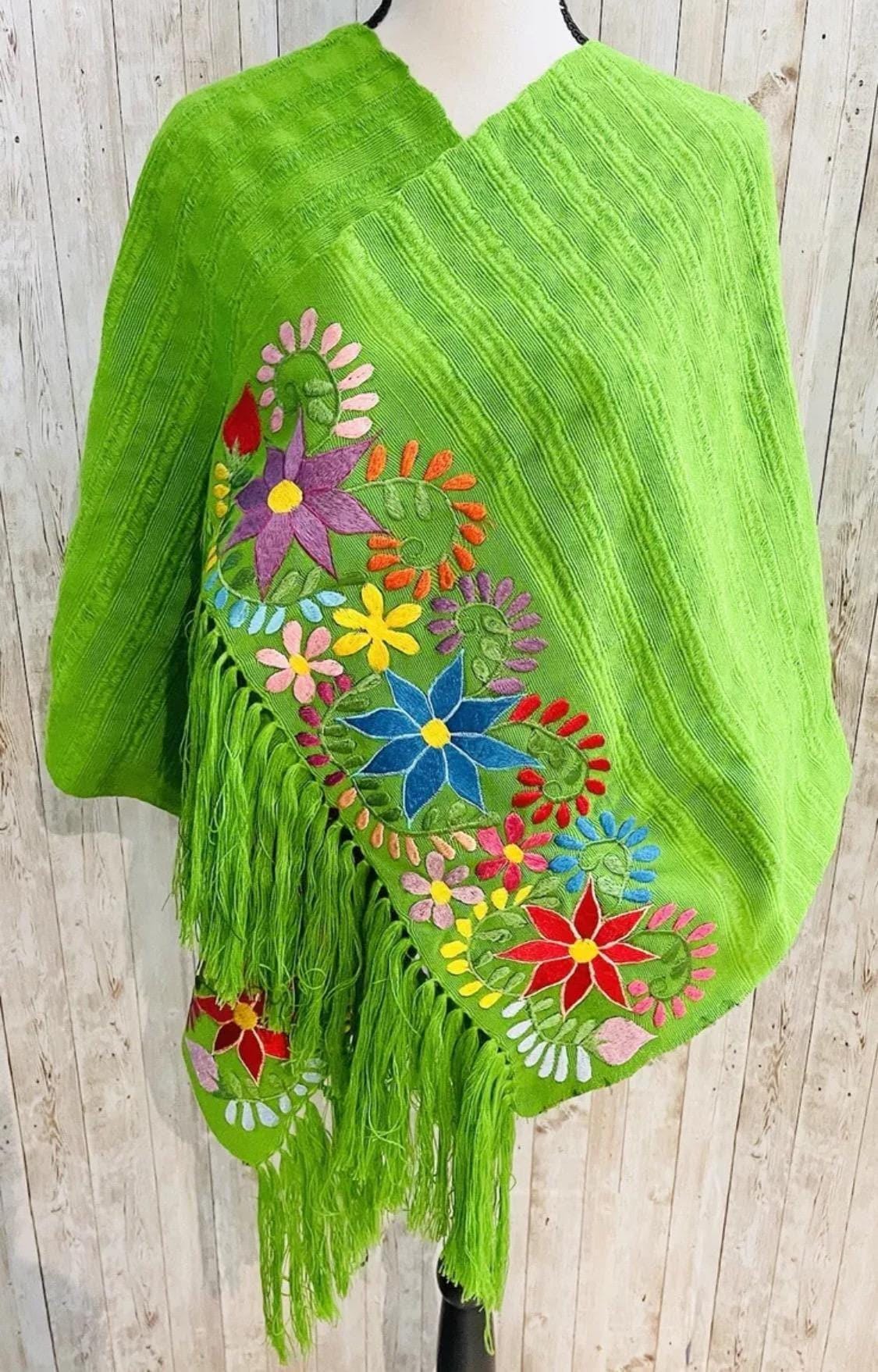 Embroidered Handmade Mexican Shawl Reboso Bordado Mexicano La Vie Bien Embroidered Handmade Mexican Shawl Reboso Bordado Mexicano
