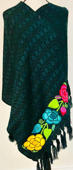 Embroidered Handmade Mexican Shawl Reboso Bordado Mexicano La Vie Bien Embroidered Handmade Mexican Shawl Reboso Bordado Mexicano