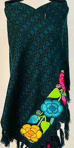 Embroidered Handmade Mexican Shawl Reboso Bordado Mexicano La Vie Bien Embroidered Handmade Mexican Shawl Reboso Bordado Mexicano