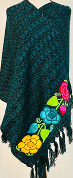 Embroidered Handmade Mexican Shawl Reboso Bordado Mexicano La Vie Bien Embroidered Handmade Mexican Shawl Reboso Bordado Mexicano