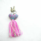 Embroidered Love Heart Tassel Keychain - Mexico Keychains La Vie Bien Embroidered Love Heart Tassel Keychain - Mexico