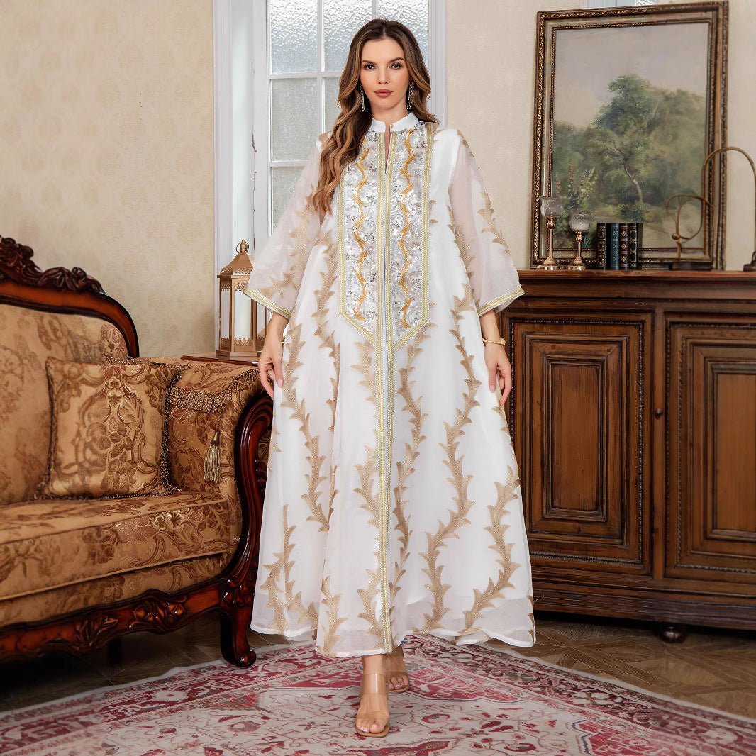 Embroidered Mesh Party Abaya (MA414) La Vie Bien Embroidered Mesh Party Abaya (MA414)