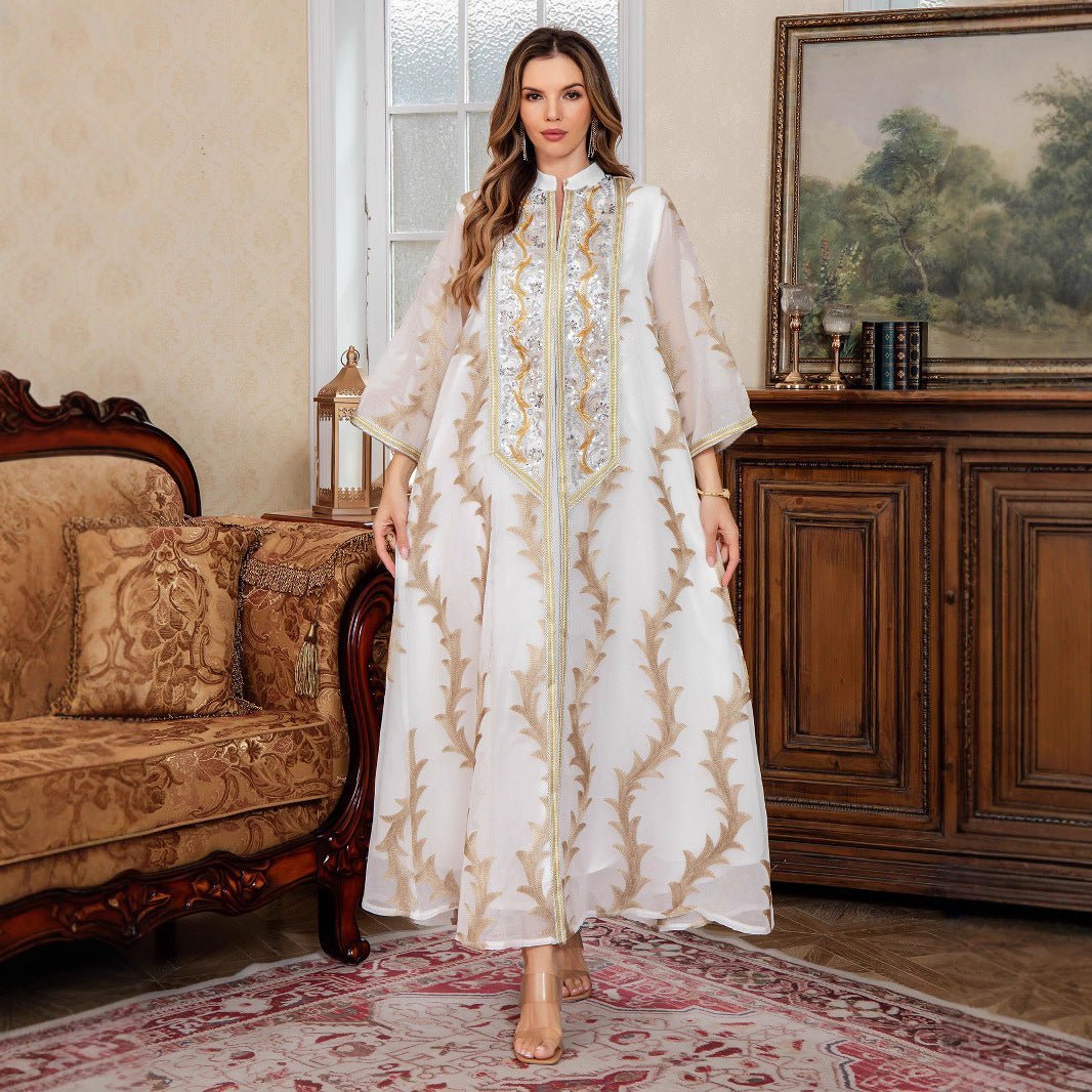 Embroidered Mesh Party Abaya (MA414) La Vie Bien Embroidered Mesh Party Abaya (MA414)