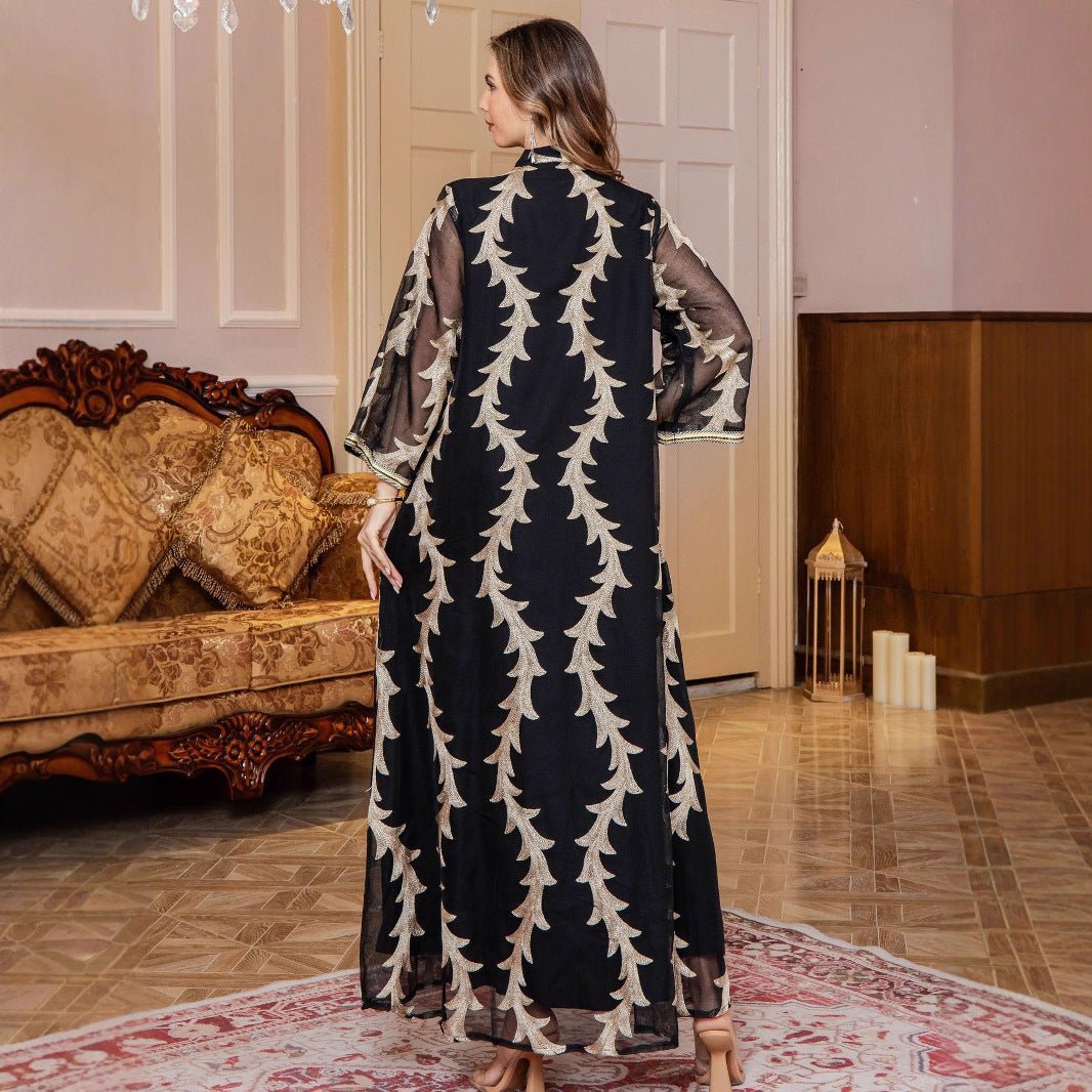 Embroidered Mesh Party Abaya (MA414) La Vie Bien Embroidered Mesh Party Abaya (MA414)