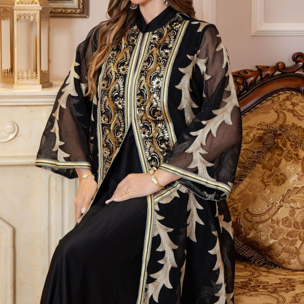 Embroidered Mesh Party Abaya (MA414)