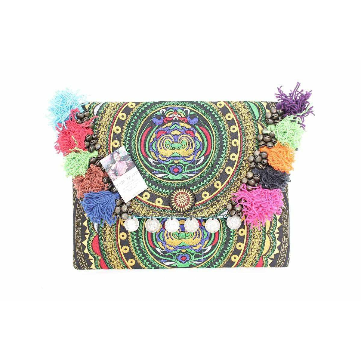 Embroidered Multi Tassel Clutch Bag | IPad Case - Thailand Bags La Vie Bien Embroidered Multi Tassel Clutch Bag | IPad Case - Thailand