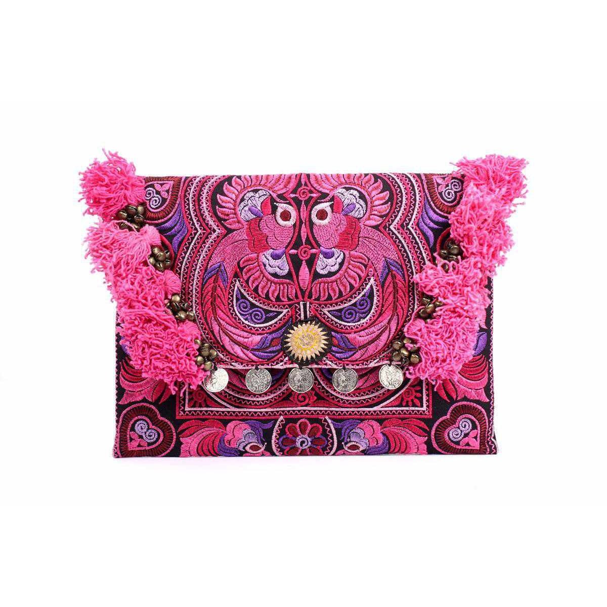 Embroidered Multi Tassel Clutch Bag | IPad Case - Thailand Bags La Vie Bien Embroidered Multi Tassel Clutch Bag | IPad Case - Thailand