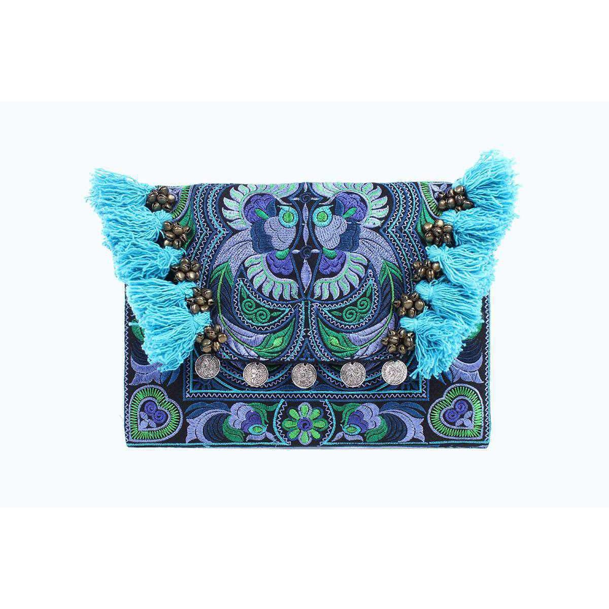 Embroidered Multi Tassel Clutch Bag | IPad Case - Thailand Bags La Vie Bien Embroidered Multi Tassel Clutch Bag | IPad Case - Thailand