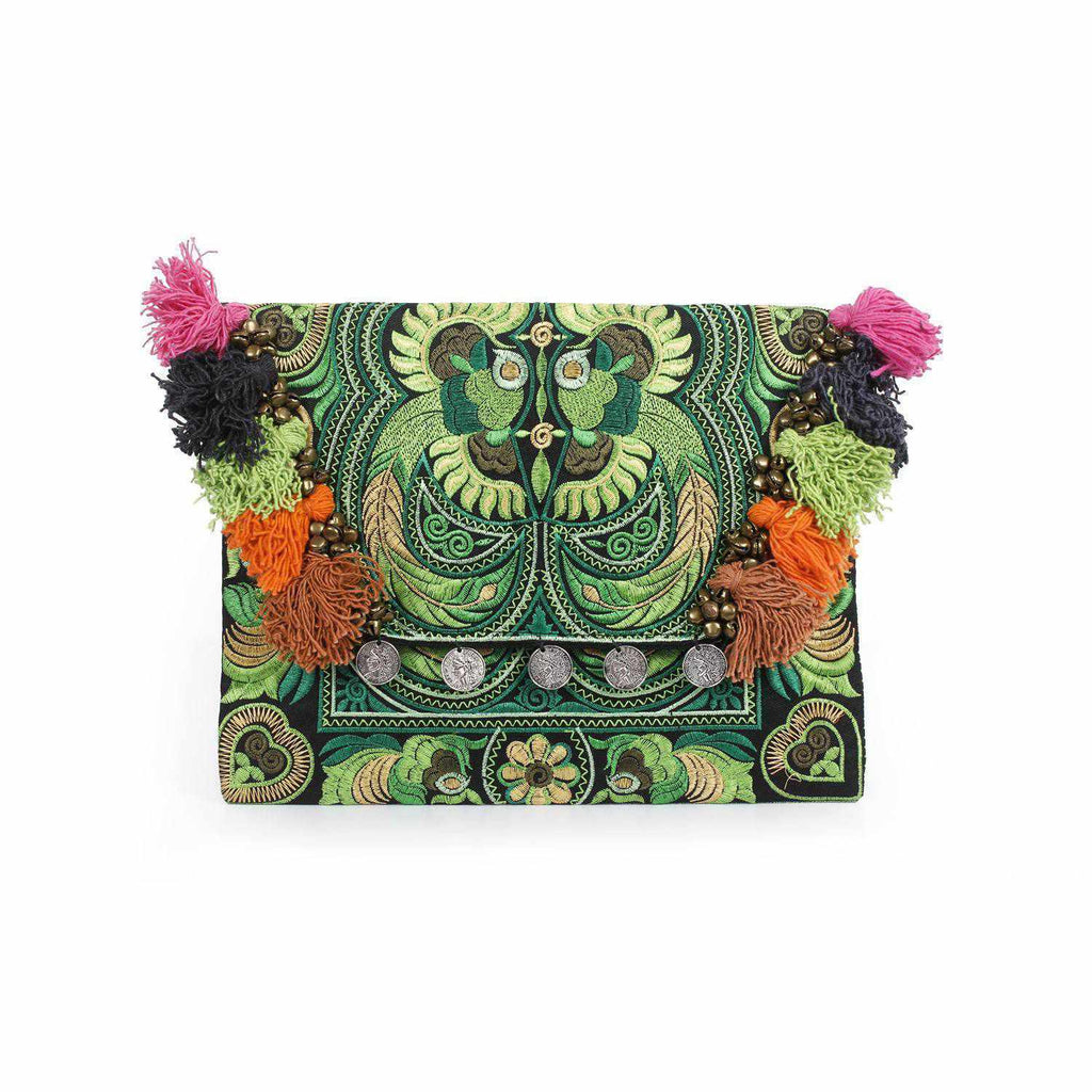 Embroidered Multi Tassel Clutch Bag | IPad Case - Thailand Bags La Vie Bien Embroidered Multi Tassel Clutch Bag | IPad Case - Thailand
