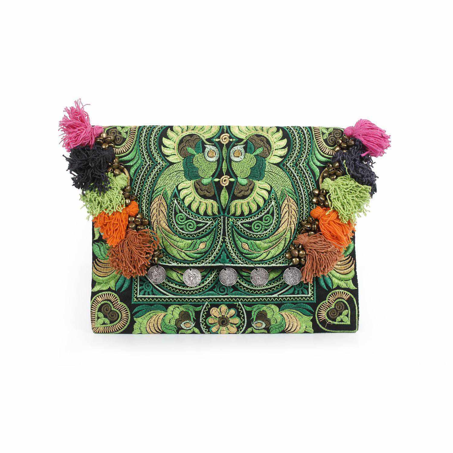 Embroidered Multi Tassel Clutch Bag | IPad Case - Thailand Bags La Vie Bien Embroidered Multi Tassel Clutch Bag | IPad Case - Thailand