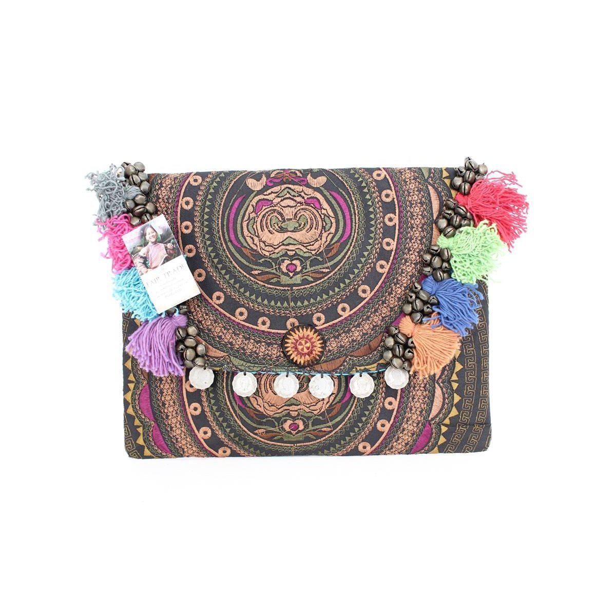 Embroidered Multi Tassel Clutch Bag | IPad Case - Thailand Bags La Vie Bien Embroidered Multi Tassel Clutch Bag | IPad Case - Thailand