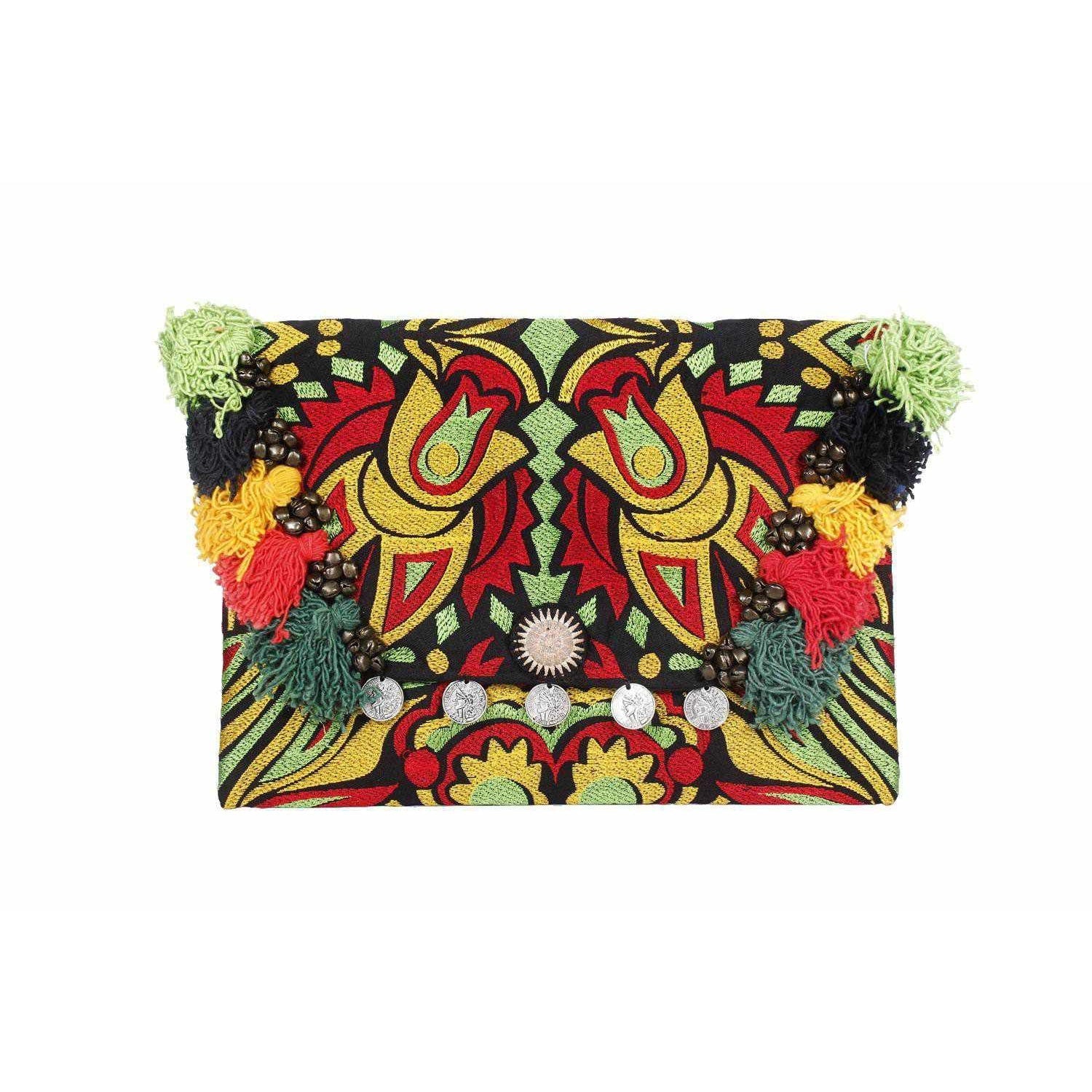 Embroidered Multi Tassel Clutch Bag | IPad Case - Thailand Bags La Vie Bien Embroidered Multi Tassel Clutch Bag | IPad Case - Thailand