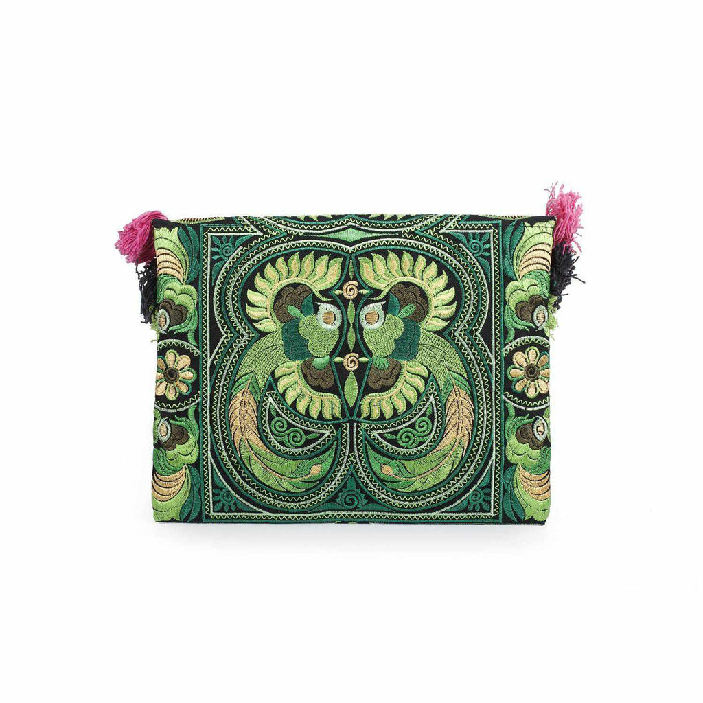 Embroidered Multi Tassel Clutch Bag | IPad Case - Thailand Bags La Vie Bien Embroidered Multi Tassel Clutch Bag | IPad Case - Thailand
