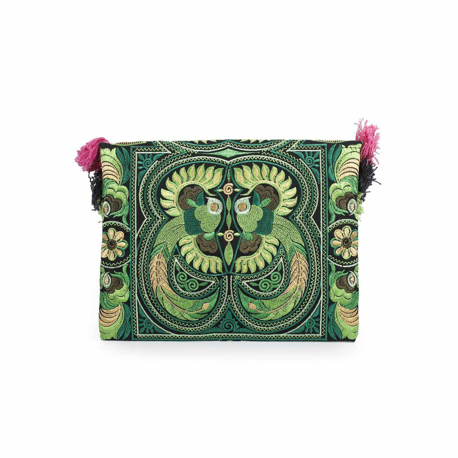 Embroidered Multi Tassel Clutch Bag | IPad Case - Thailand Bags La Vie Bien Embroidered Multi Tassel Clutch Bag | IPad Case - Thailand