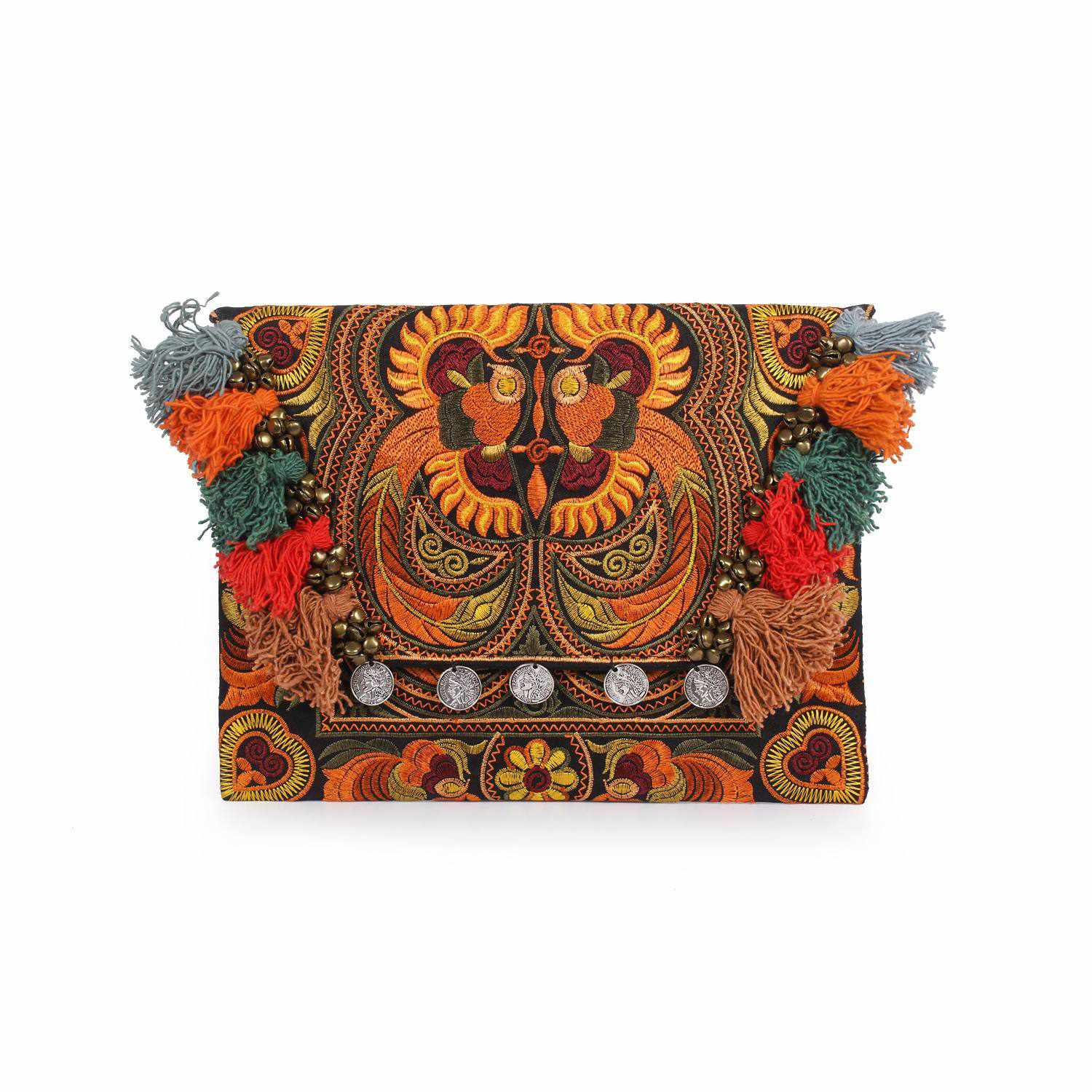 Embroidered Multi Tassel Clutch Bag | IPad Case - Thailand Bags La Vie Bien Embroidered Multi Tassel Clutch Bag | IPad Case - Thailand