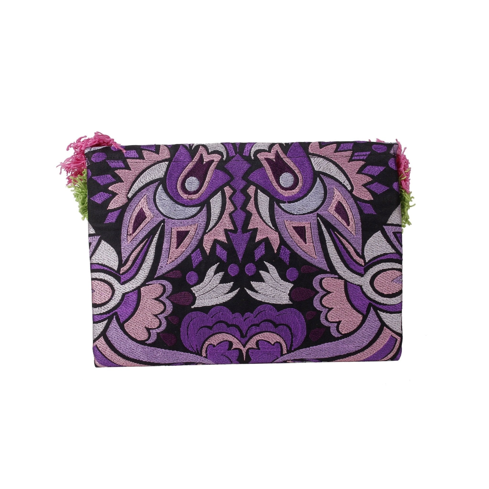 Embroidered Multi Tassel Clutch Bag | IPad Case - Thailand Bags La Vie Bien Embroidered Multi Tassel Clutch Bag | IPad Case - Thailand