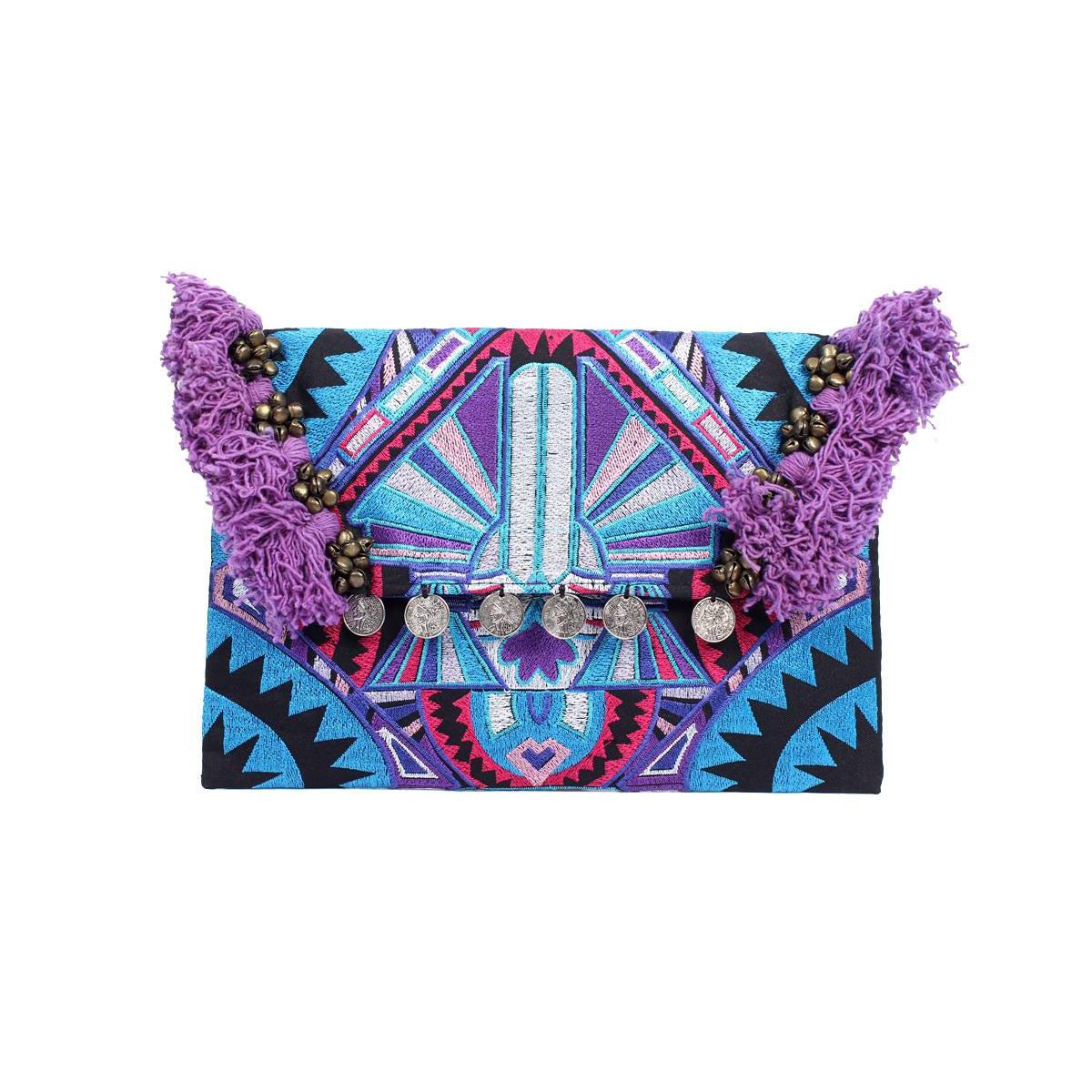Embroidered Multi Tassel Clutch Bag | IPad Case - Thailand Bags La Vie Bien Embroidered Multi Tassel Clutch Bag | IPad Case - Thailand