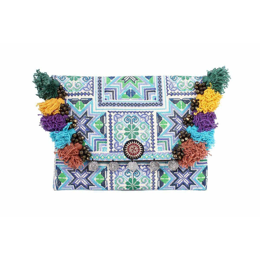 Embroidered Multi Tassel Clutch Bag | IPad Case - Thailand Bags La Vie Bien Embroidered Multi Tassel Clutch Bag | IPad Case - Thailand