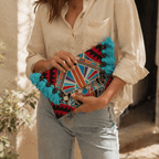 Embroidered Multi Tassel Clutch Bag | IPad Case - Thailand Bags La Vie Bien Embroidered Multi Tassel Clutch Bag | IPad Case - Thailand