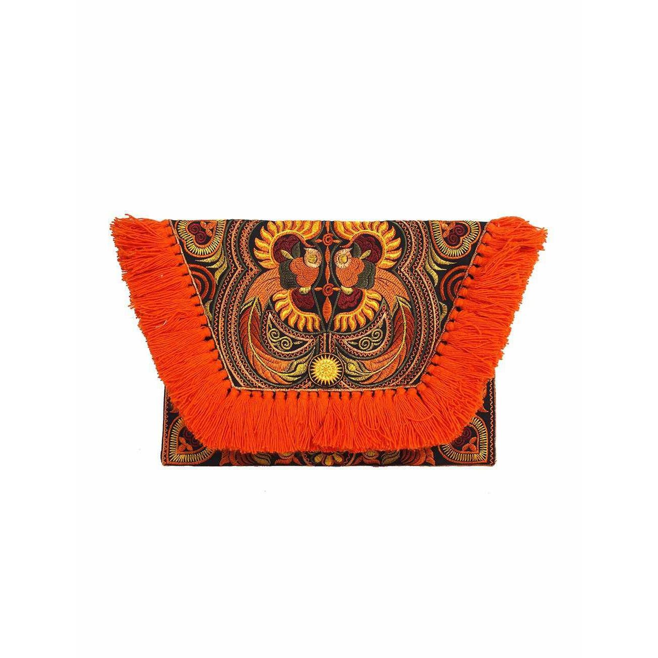 Embroidered Multi Tassel Envelope Clutch Bag - Thailand Bags La Vie Bien Embroidered Multi Tassel Envelope Clutch Bag - Thailand