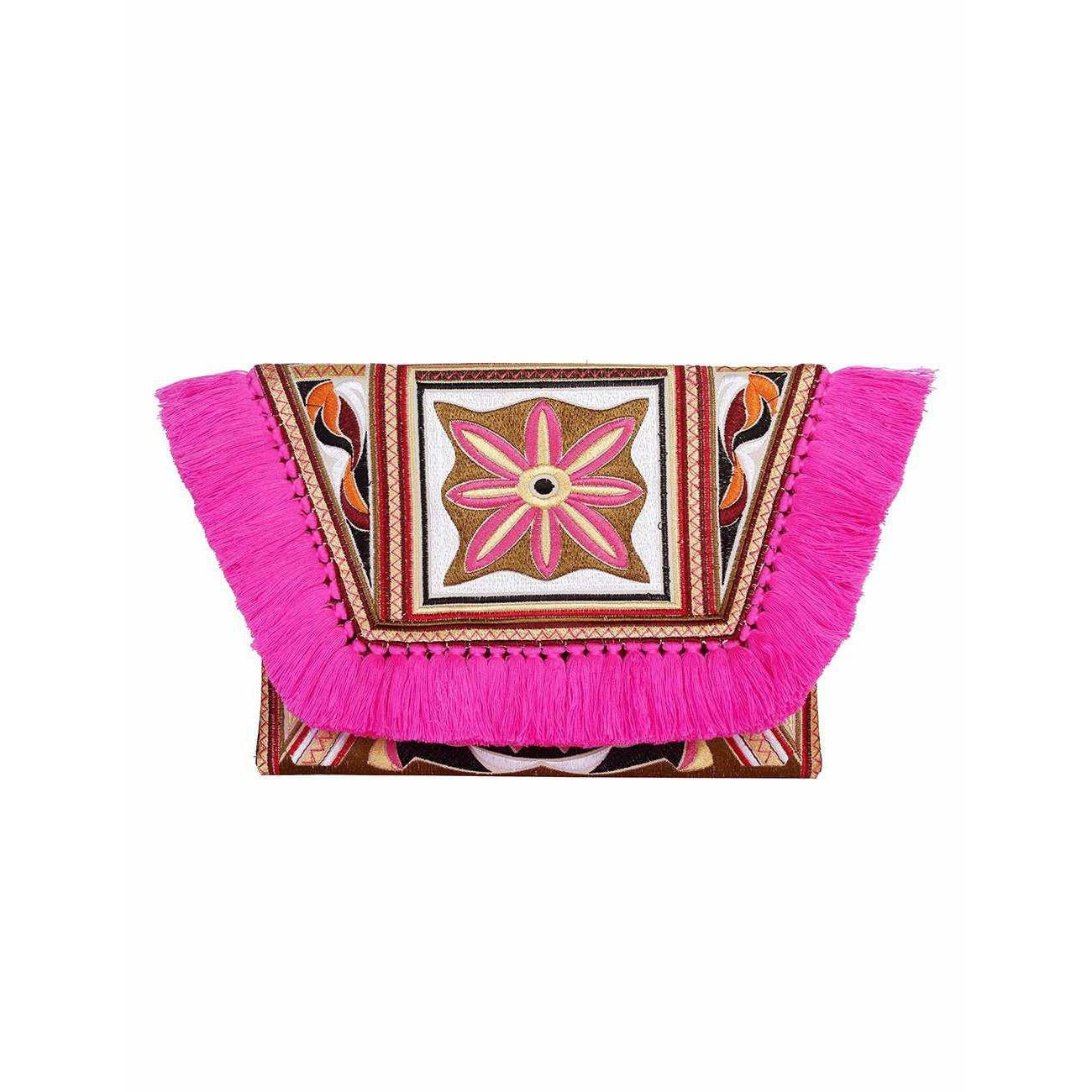 Embroidered Multi Tassel Envelope Clutch Bag - Thailand Bags La Vie Bien Embroidered Multi Tassel Envelope Clutch Bag - Thailand
