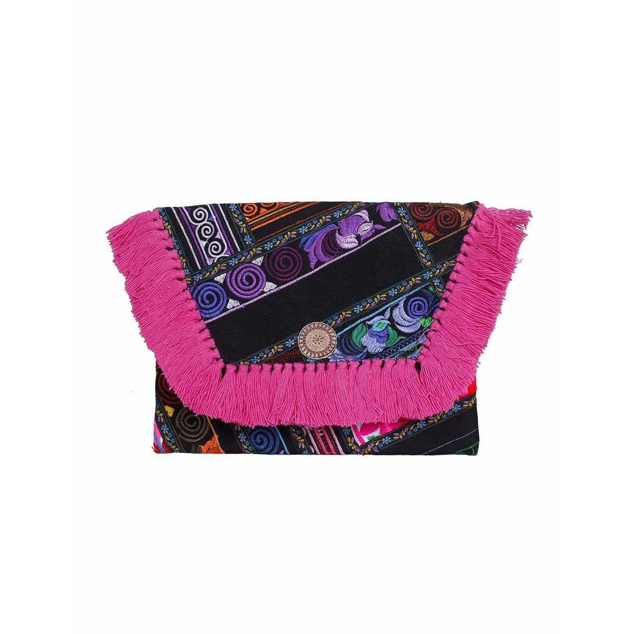 Embroidered Multi Tassel Envelope Clutch Bag - Thailand Bags La Vie Bien Embroidered Multi Tassel Envelope Clutch Bag - Thailand