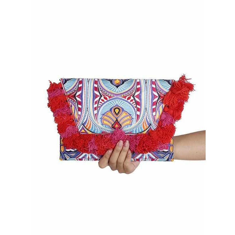Embroidered Multi Tassel Envelope Clutch Bag - Thailand Bags La Vie Bien Embroidered Multi Tassel Envelope Clutch Bag - Thailand