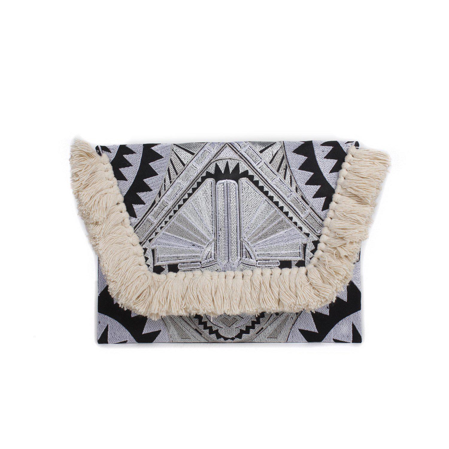 Embroidered Multi Tassel Envelope Clutch Bag - Thailand Bags La Vie Bien Embroidered Multi Tassel Envelope Clutch Bag - Thailand