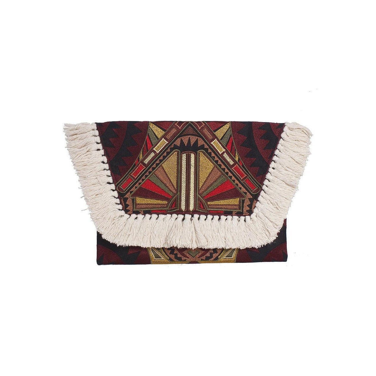 Embroidered Multi Tassel Envelope Clutch Bag - Thailand Bags La Vie Bien Embroidered Multi Tassel Envelope Clutch Bag - Thailand