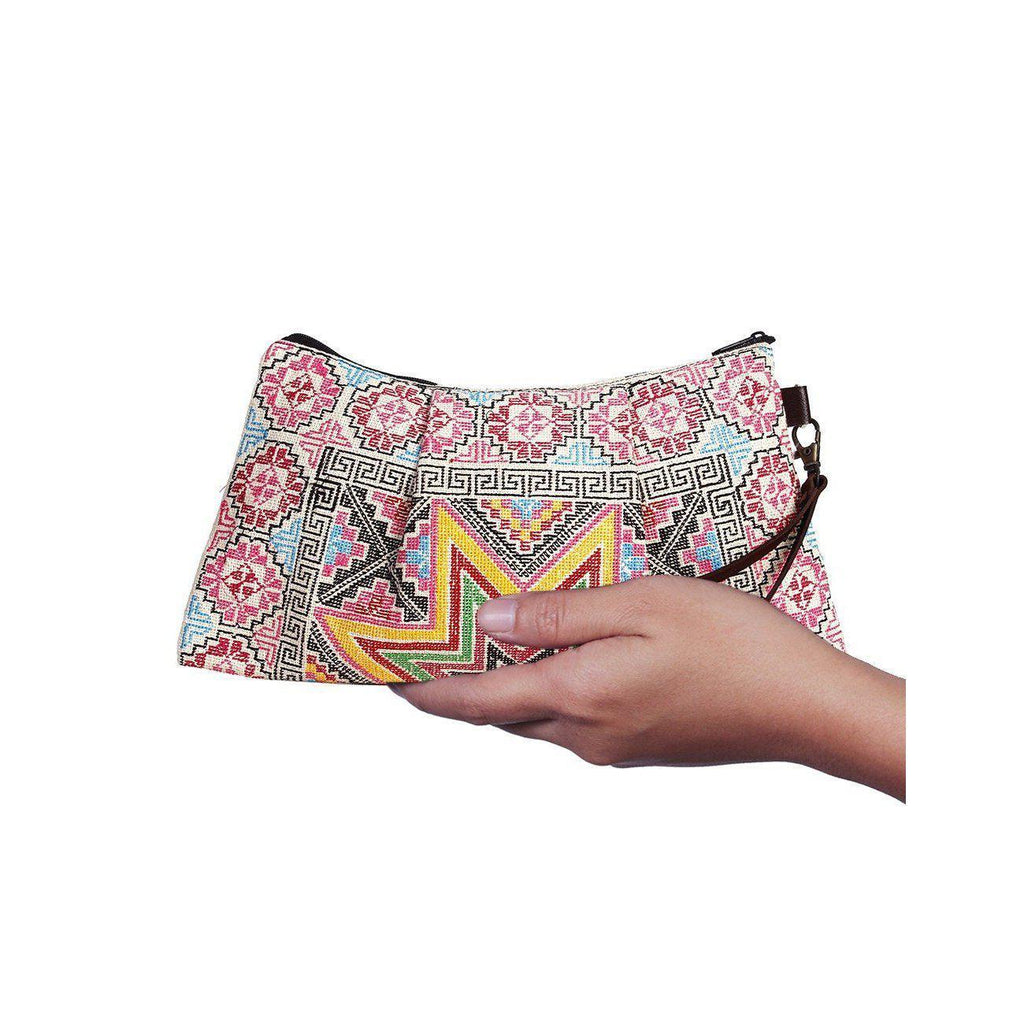 Embroidered Northern Star Wristlet - Thailand Bags La Vie Bien Embroidered Northern Star Wristlet - Thailand