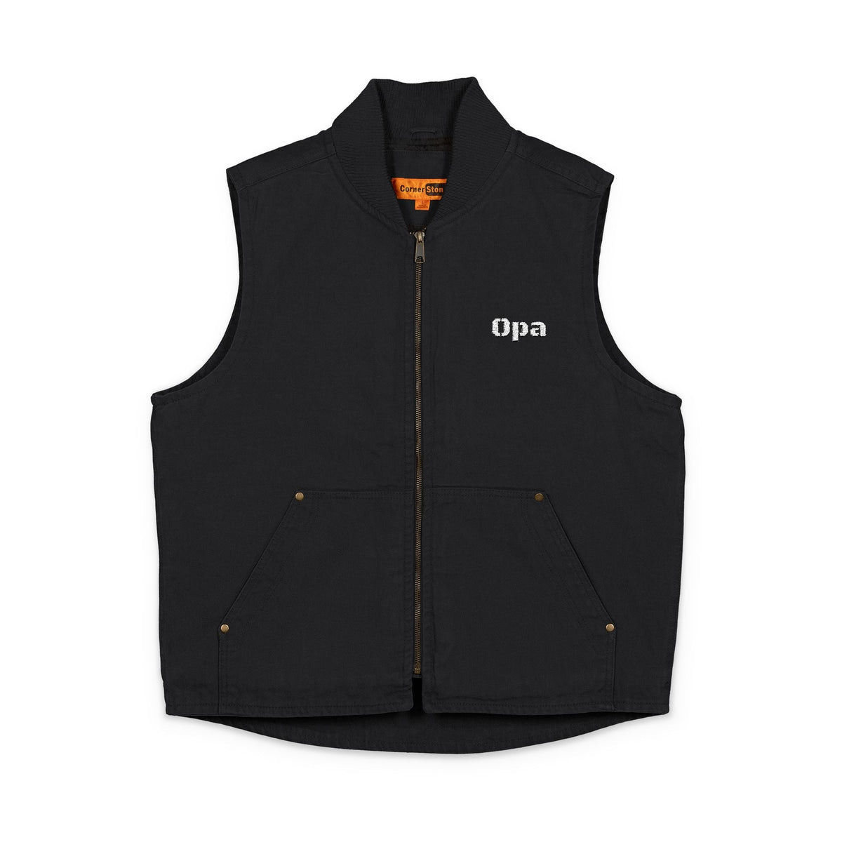Embroidered "Opa" (Grandpa) Duck Cloth Work Vest – Durable Carpenter Style for German grandfather gifts Outerwear La Vie Bien Embroidered "Opa" (Grandpa) Duck Cloth Work Vest – Durable Carpenter Style for German grandfather gifts