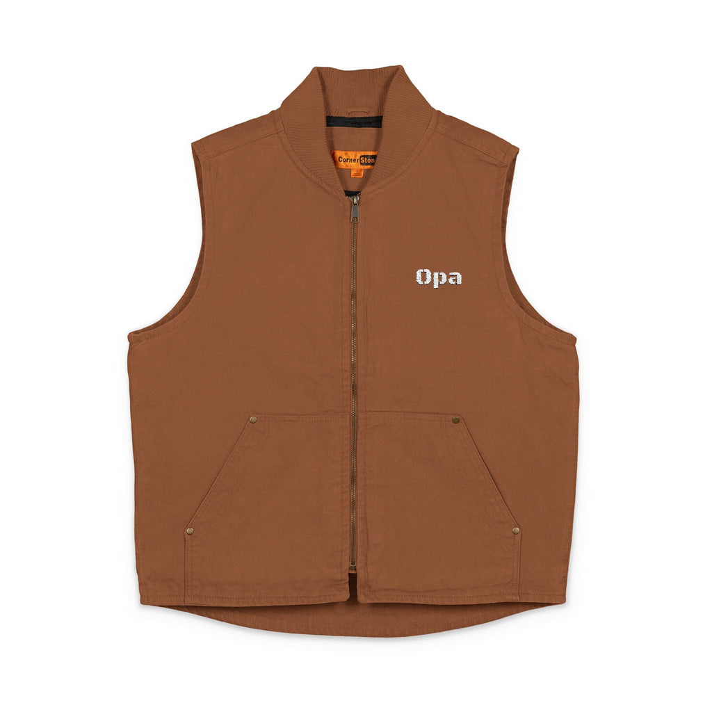 Embroidered "Opa" (Grandpa) Duck Cloth Work Vest – Durable Carpenter Style for German grandfather gifts Outerwear La Vie Bien Embroidered "Opa" (Grandpa) Duck Cloth Work Vest – Durable Carpenter Style for German grandfather gifts