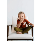 Embroidered Peace Sign T-Shirt in Auburn for Kids by Polished Prints