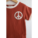 Embroidered Peace Sign T-Shirt in Auburn for Kids by Polished Prints
