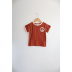 Embroidered Peace Sign T-Shirt in Auburn for Kids by Polished Prints