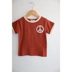 Embroidered Peace Sign T-Shirt in Auburn for Kids by Polished Prints
