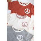 Embroidered Peace Sign T-Shirt in Auburn for Kids by Polished Prints