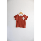 Embroidered Peace Sign T-Shirt in Auburn for Kids by Polished Prints