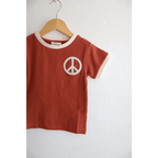 Embroidered Peace Sign T-Shirt in Auburn for Kids by Polished Prints