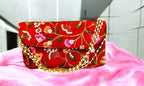 Embroidered Silk Clutch with Pearl Belt Clutch La Vie Bien Embroidered Silk Clutch with Pearl Belt