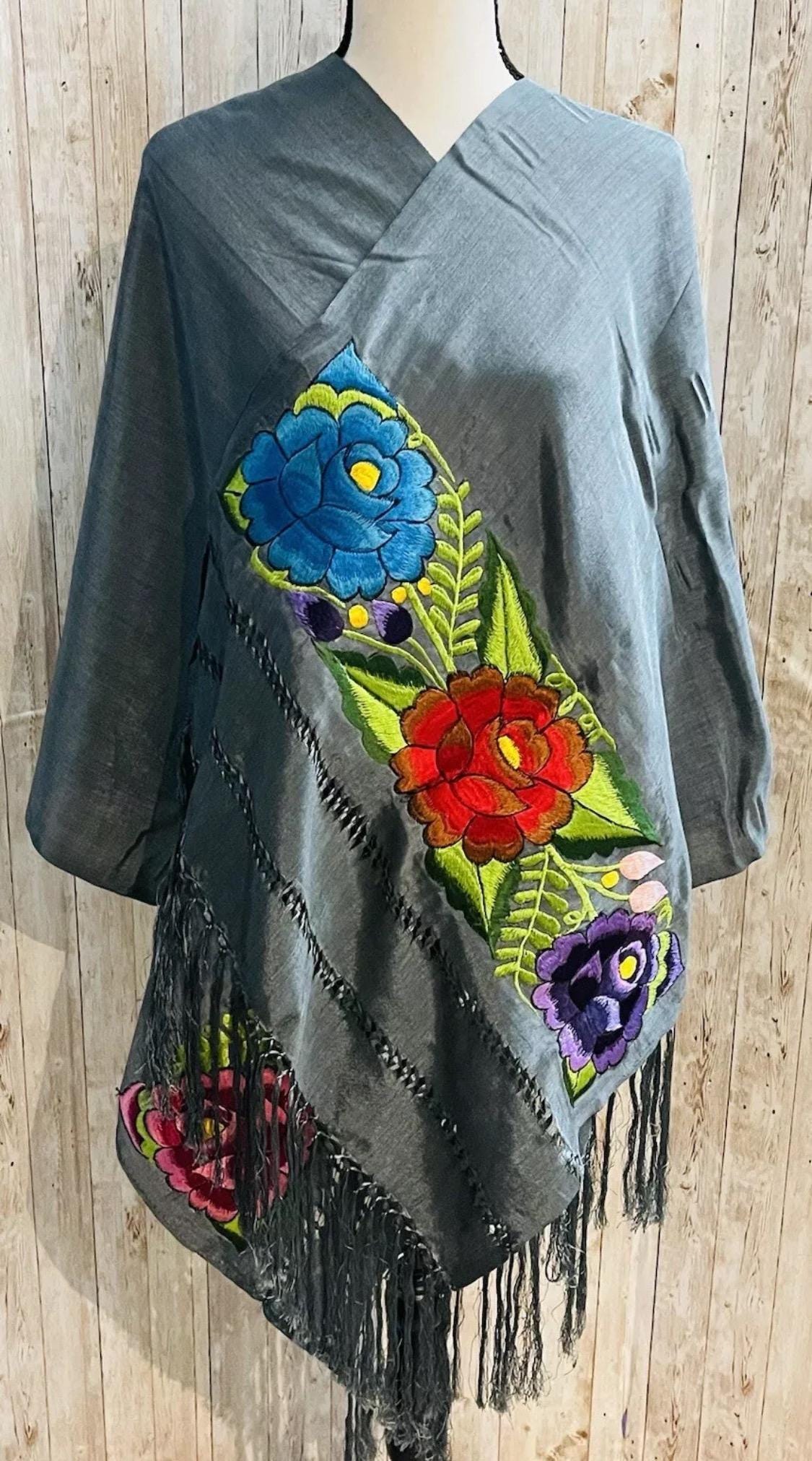 Embroidered Silk Handmade Mexican Shawls Rebosos Bordados en Ceda La Vie Bien Embroidered Silk Handmade Mexican Shawls Rebosos Bordados en Ceda