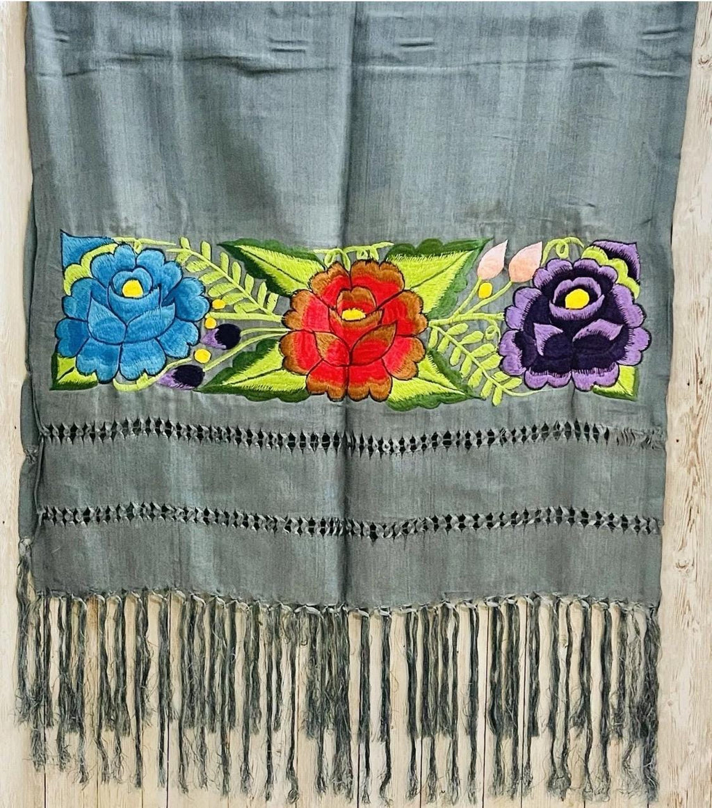 Embroidered Silk Handmade Mexican Shawls Rebosos Bordados en Ceda La Vie Bien Embroidered Silk Handmade Mexican Shawls Rebosos Bordados en Ceda