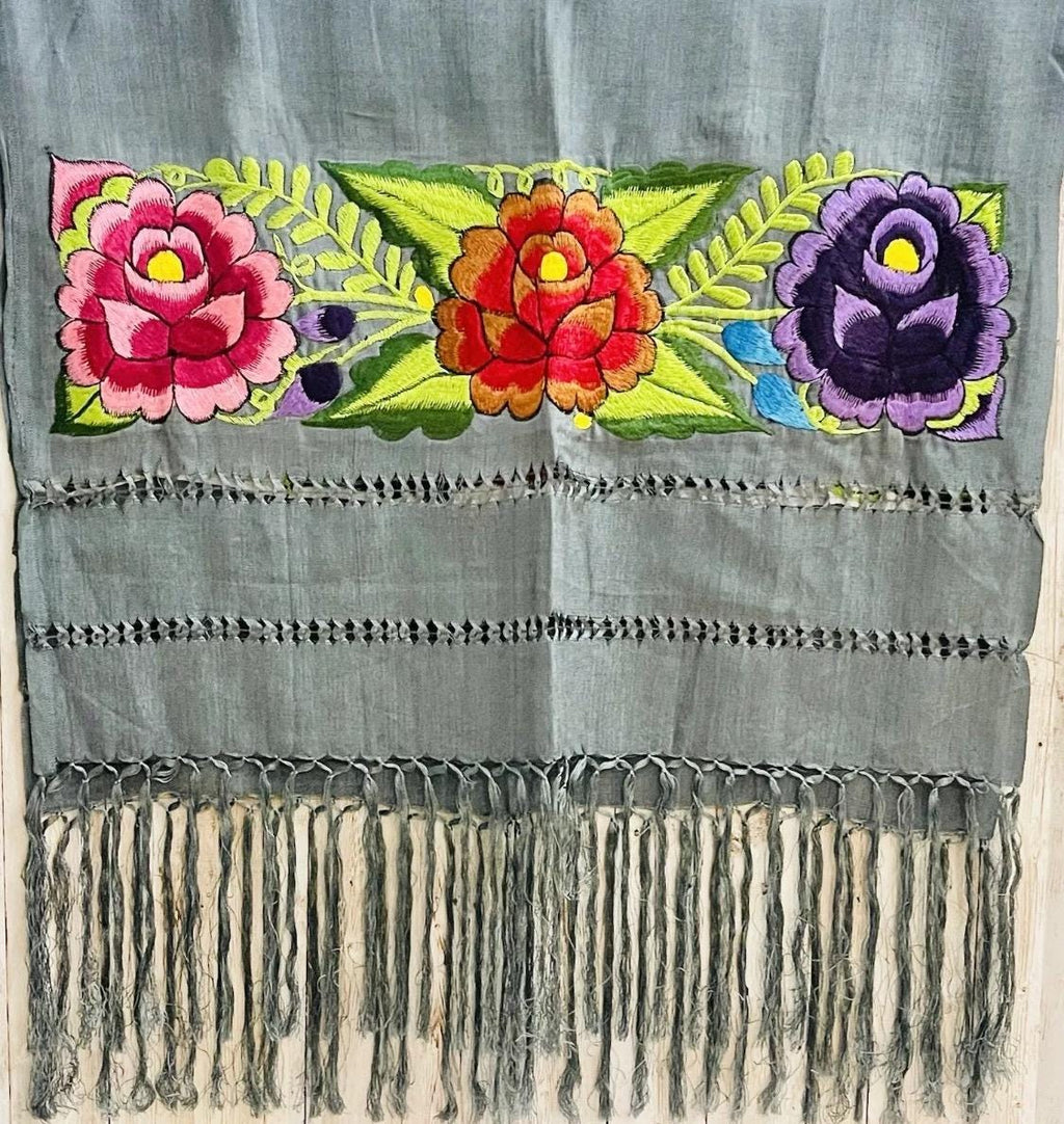 Embroidered Silk Handmade Mexican Shawls Rebosos Bordados en Ceda La Vie Bien Embroidered Silk Handmade Mexican Shawls Rebosos Bordados en Ceda