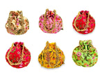 Embroidered Silk Potli Bag, Set of 6 Traditional Gifts La Vie Bien Embroidered Silk Potli Bag, Set of 6