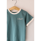 Embroidered Unhinged Ringer T-Shirt for Kids by Polished Prints