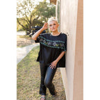 Embroidered Western Motif Poncho Style Satin Look Top "High End Bucks" by The Bullish Store