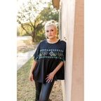 Embroidered Western Motif Poncho Style Satin Look Top "High End Bucks" by The Bullish Store