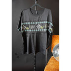 Embroidered Western Motif Poncho Style Satin Look Top "High End Bucks" by The Bullish Store