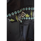 Embroidered Western Motif Poncho Style Satin Look Top "High End Bucks" by The Bullish Store