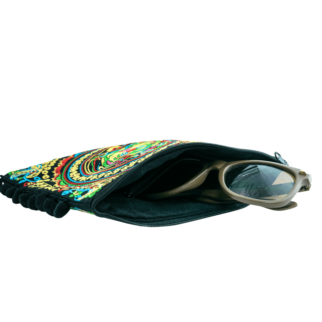 Embroidery Butterfly Clutch With Pompoms - Thailand Bags La Vie Bien Embroidery Butterfly Clutch With Pompoms - Thailand